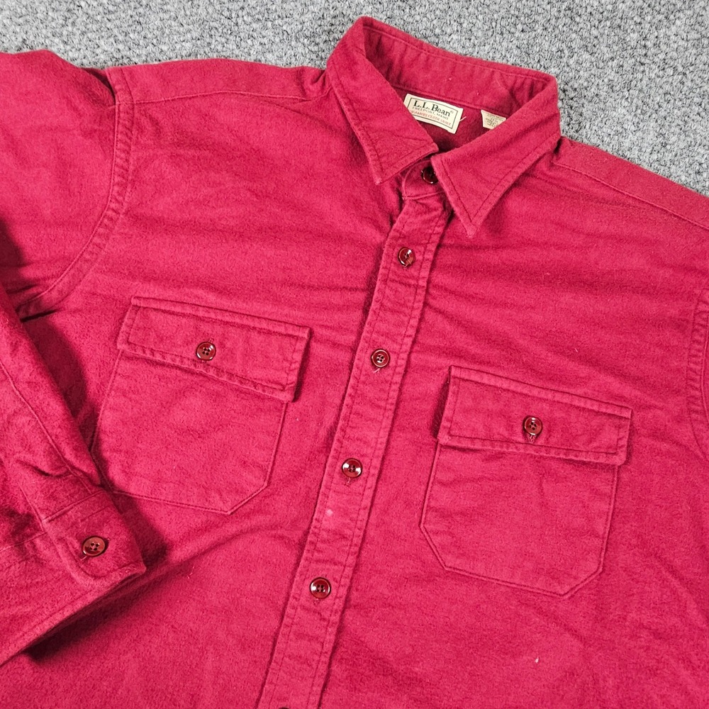 LL Bean Chamois Cloth Shirt Mens XL Tall Red Vintage Made in USA‎ Cotton